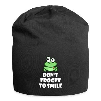 Frosch Frösche Happy Laubfrosch Smile - Jersey-Beanie - Schwarz - Vorne