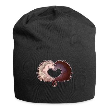 Pferd Herz Couple Beziehung Reiten Geschenk - Jersey-Beanie - Schwarz - Vorne