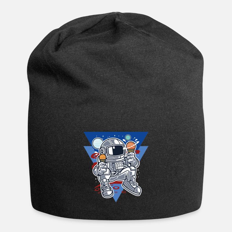 Astronaut Eis Cartoon / geschenkidee lustig - Jersey-Beanie - Schwarz