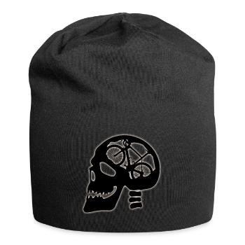 Crâne avec bicyclette à l'intérieur - Bonnet en jersey - noir - Devant