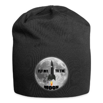 FLY MY TO THE MOON,SPACESHIP,LUNE, FUSÉE - Bonnet en jersey - noir - Devant