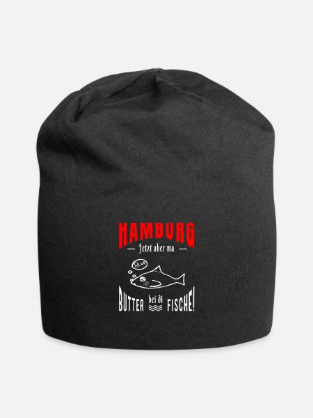 Hamburg, Butter, Fische - Jersey-Beanie - Schwarz