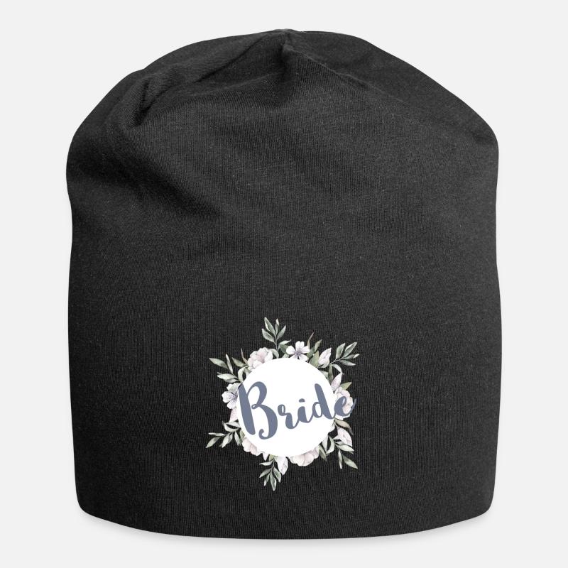 Bride Greenery & Blüten Braut - Jersey-Beanie - Schwarz
