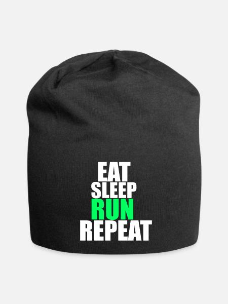 Eat Sleep Run Repeat! - Jersey-Beanie - Schwarz