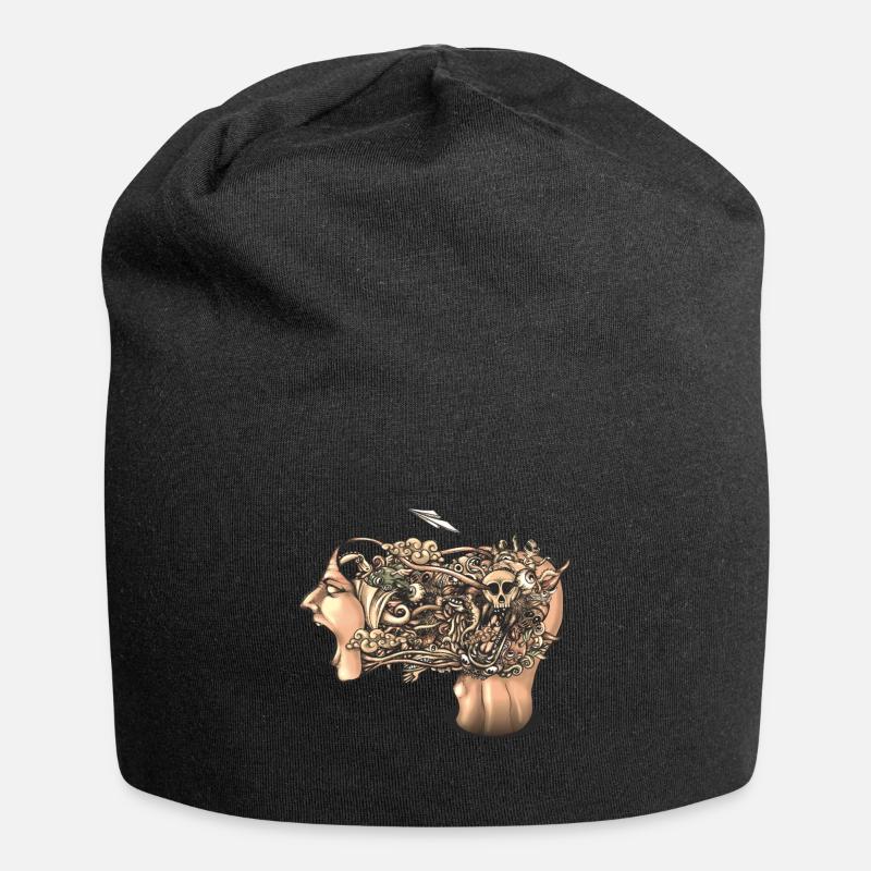 Cri de tête plat à griffonnage - Bonnet en jersey - noir