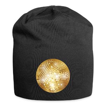 Diskokugel / Spiegelkugel / Disco Ball (Gold, PNG) - Jersey Beanie - black - Front
