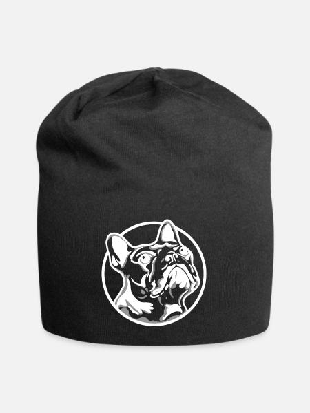 Französische Bulldogge - Jersey-Beanie - Schwarz