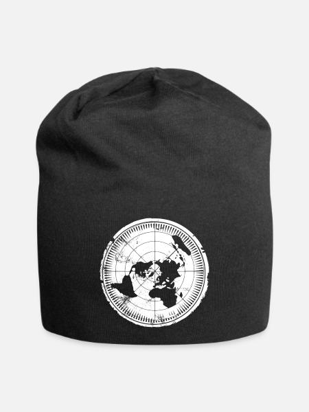 Flache Erde Karte - Flat Earth Map - Jersey-Beanie - Schwarz