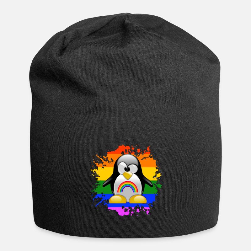 LGBT Pinguin Gay Pride CSD Regenbogen - Jersey-Beanie - Schwarz