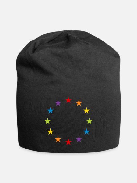 LGBT Gay Pride Sterne Regenbogen Europa Flagge EU - Jersey-Beanie - Schwarz