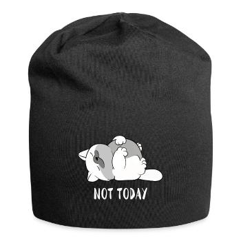 Cat today not laziness lazy gift cats - Jersey Beanie - black - Front