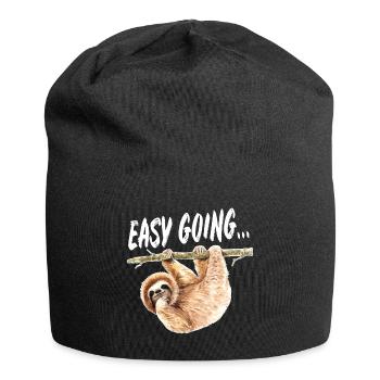 Sloth easy going t shirt - Jersey Beanie - black - Front