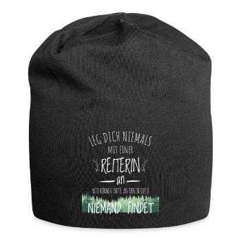 Pferd Reiterin Wald Reiterspruch t shirt - Jersey-Beanie - Schwarz - Vorne