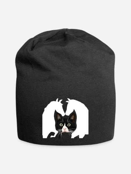 Pferd Katze Katzen und Pferdeliebhaber Geschenk - Jersey-Beanie - Schwarz