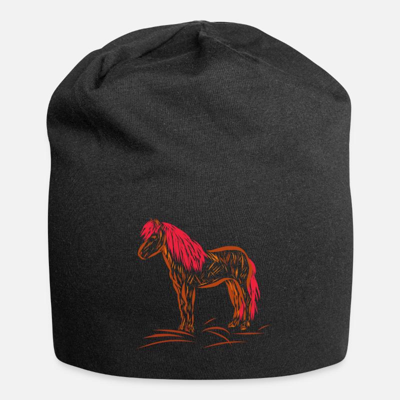 Pferd - Jersey-Beanie - Schwarz