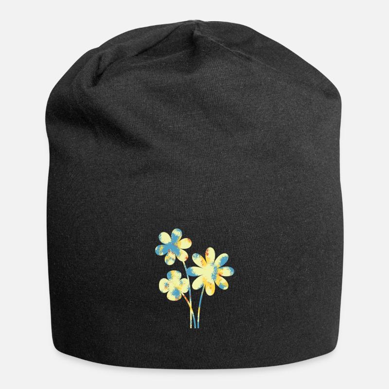 Blume - Jersey-Beanie - Schwarz