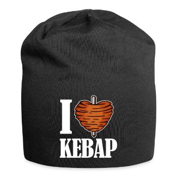 J'aime le coeur kebab kebab kebab disant drôle - Bonnet en jersey - noir - Devant