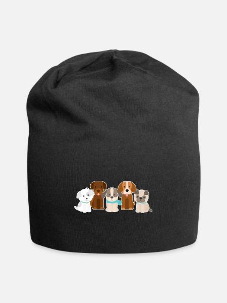 Dog dogs family pet - Jersey Beanie - black