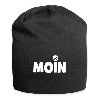 Moin mit Möwe - Jersey-Beanie - Schwarz - Vorne