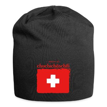 Typisch Schweiz - Jersey-Beanie - Schwarz - Vorne
