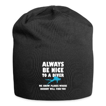 Tacher Tauchen Diver Scuba Diving Apnoe - Jersey-Beanie - Schwarz - Vorne
