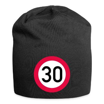 30 ans Attention ! Panneau de signalisation 30 km/h - Bonnet en jersey - noir - Devant