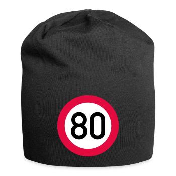 80 ans Attention ! Panneau de signalisation 80 km/h - Bonnet en jersey - noir - Devant