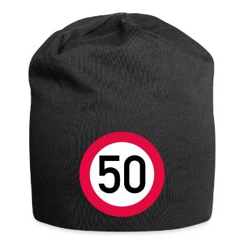 50 ans Attention ! Panneau de signalisation 50 km/h - Bonnet en jersey - noir - Devant