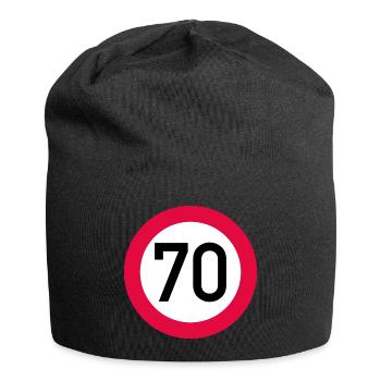 70 ans Attention ! Panneau de signalisation 70 km/h - Bonnet en jersey - noir - Devant