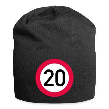 20 ans Attention ! Panneau de signalisation 20 km/h - Bonnet en jersey - noir - Devant