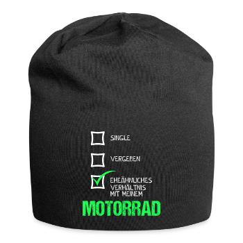 Beziehung mit Motorrad - Geschenk - Jersey-Beanie - Schwarz - Vorne
