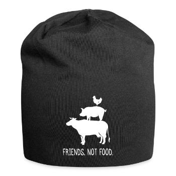 Amis pas nourriture cadeau de bien-être des animaux Vegan - Bonnet en jersey - noir - Devant