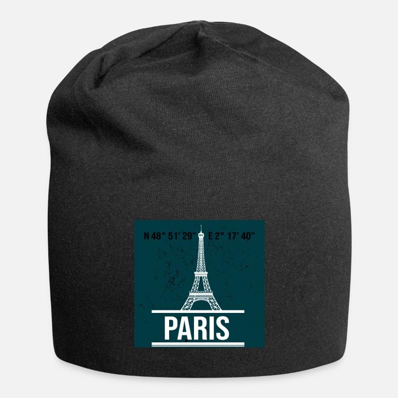 Paris Eiffel Tower - Jersey Beanie - black