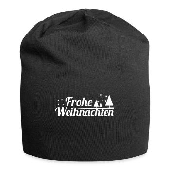 Frohe Weihnachten - Jersey-Beanie - Schwarz - Vorne