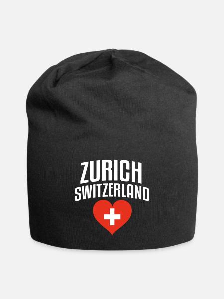 Zurich Switzerland - Jersey-Beanie - Schwarz
