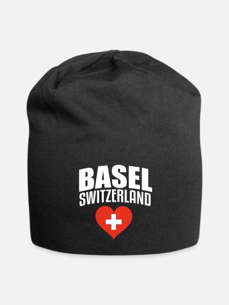 Basel Schweiz Switzerland - Jersey-Beanie - Schwarz