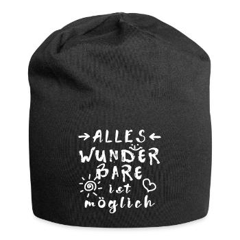 Wunder Glücksbringer Erfolg Spruch Affirmation - Jersey-Beanie - Schwarz - Vorne