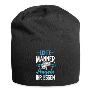 Angler Fischer Echte Männer angeln ihr Essen - Jersey-Beanie - Schwarz - Vorne
