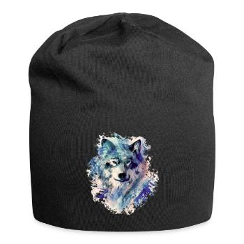Wolf im Norden - Jersey-Beanie - Schwarz - Vorne