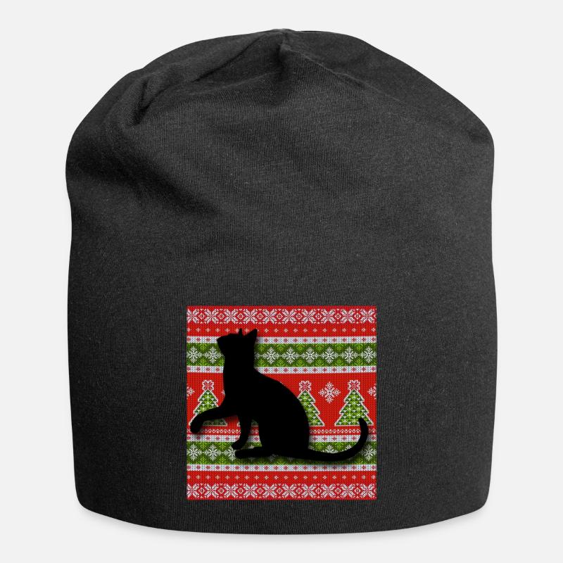 Weihnachten Katzen Katzen Katzen - Jersey-Beanie - Schwarz
