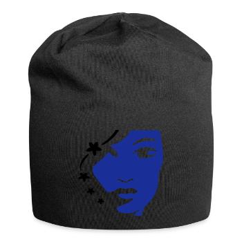 Mädchengesicht Gesicht Frauengesicht - Jersey-Beanie - Schwarz - Vorne