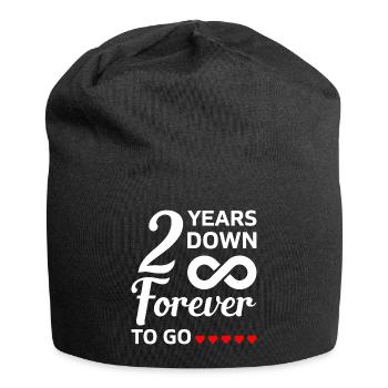 2 Years Down forever to Go Hochzeitstag Geschenk - Jersey-Beanie - Schwarz - Vorne