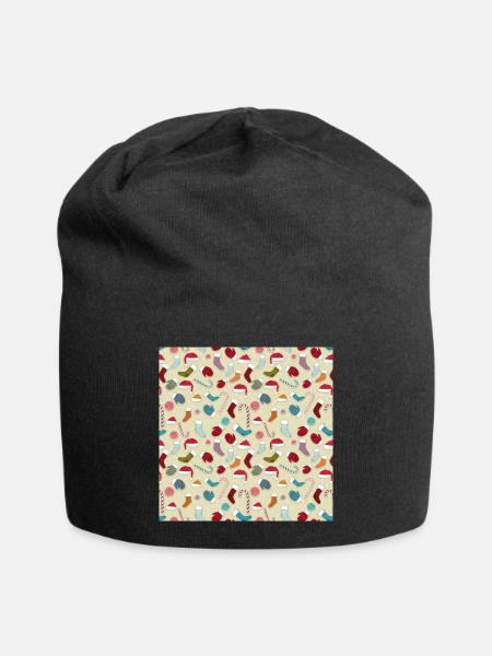 Weihnachten buttons Weihnachten noel navidad jul - Jersey-Beanie - Schwarz