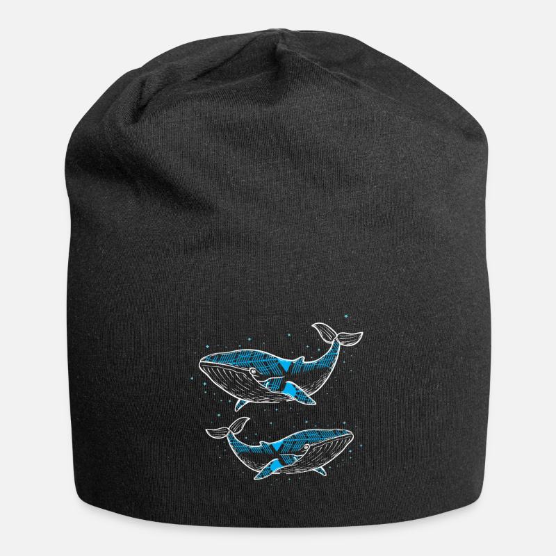 Deux baleines - Bonnet en jersey - noir