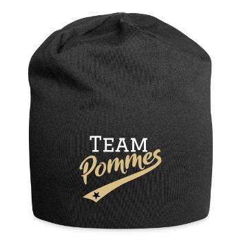 Gold Edition #Team #Pommes | Pas de poireau, des frites - Bonnet en jersey - noir - Devant