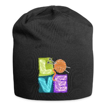 I love knitting and crocheting and wool - Jersey Beanie - black - Front