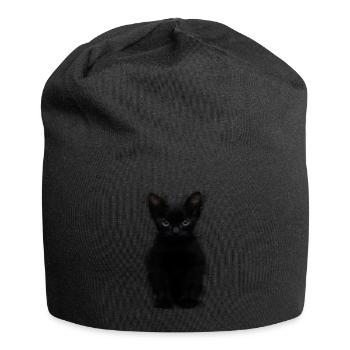 Katze schwarze Katze Katzen Katzenbaby Haustier - Jersey-Beanie - Schwarz - Vorne