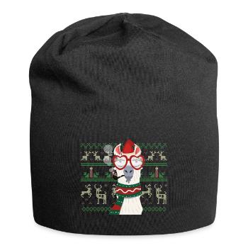 Lama Alpaka Ugly Christmas Lustige Sprüche - Jersey-Beanie - Schwarz - Vorne