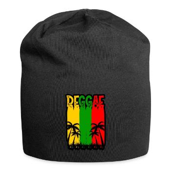 REGGAE, MARLEY, RASTA, RASTAFARI, BEACH DESIGN - Jersey-Beanie - Schwarz - Vorne