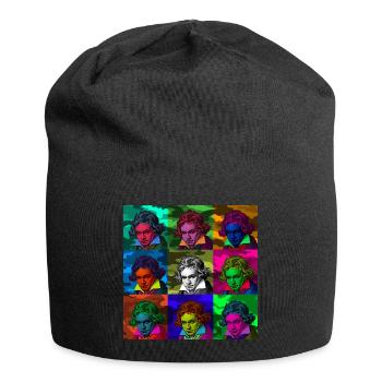 Pop-Art Ludwig van Beethoven - Jersey-Beanie - Schwarz - Vorne